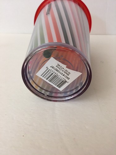 Starbucks 2018 STRIPED RED LID 16 Oz. Cold Cup Tumblr Bright NEW - Bild 7 von 7