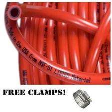 5/16" ID x 9/16" OD 5 Feet Red Vinyl Tubing with Free Screw Clamps