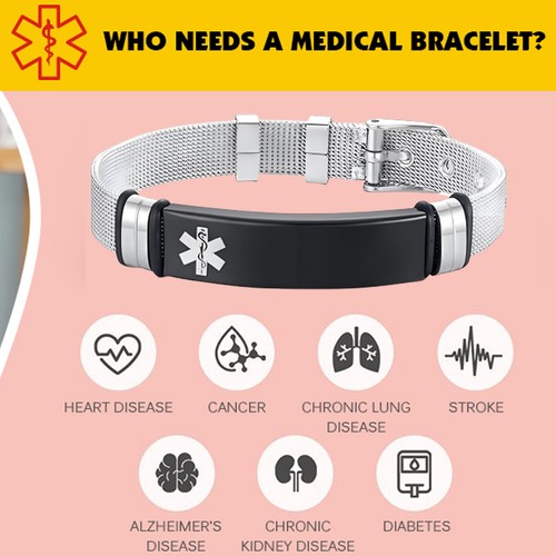 Medical Alert Bracelet,Myasthenia Gravis Awareness,SOSEmergency Custom Bracelets - 第 4/8 張圖片