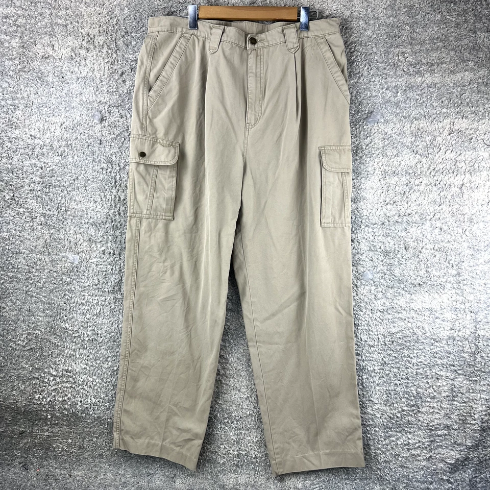 Camel Trophy cargo pants Mens size W38 L29 khaki cotton zip fly outdoors - image 2 of 4