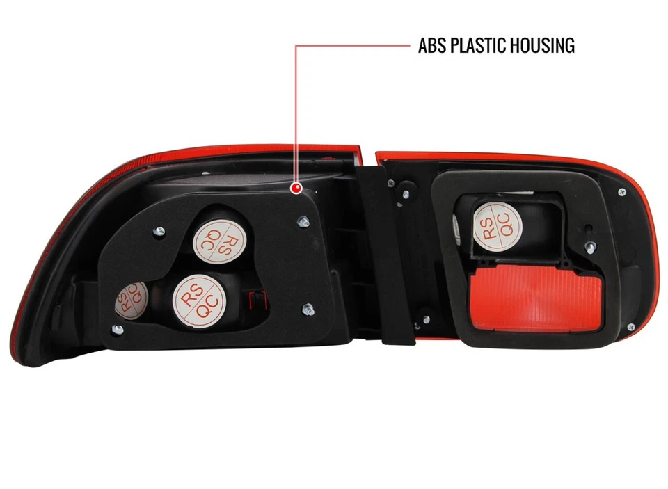 Para 92-95 Honda Civic EH EJ 2/4DR lanternas traseiras foscas vermelhas claras 4 peças cupê sedã - Imagem 2 de 3