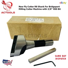 Fly Cutter R8 Shank For Bridgeport Milling Cutter Machine with  3/8" HSS Bit USA