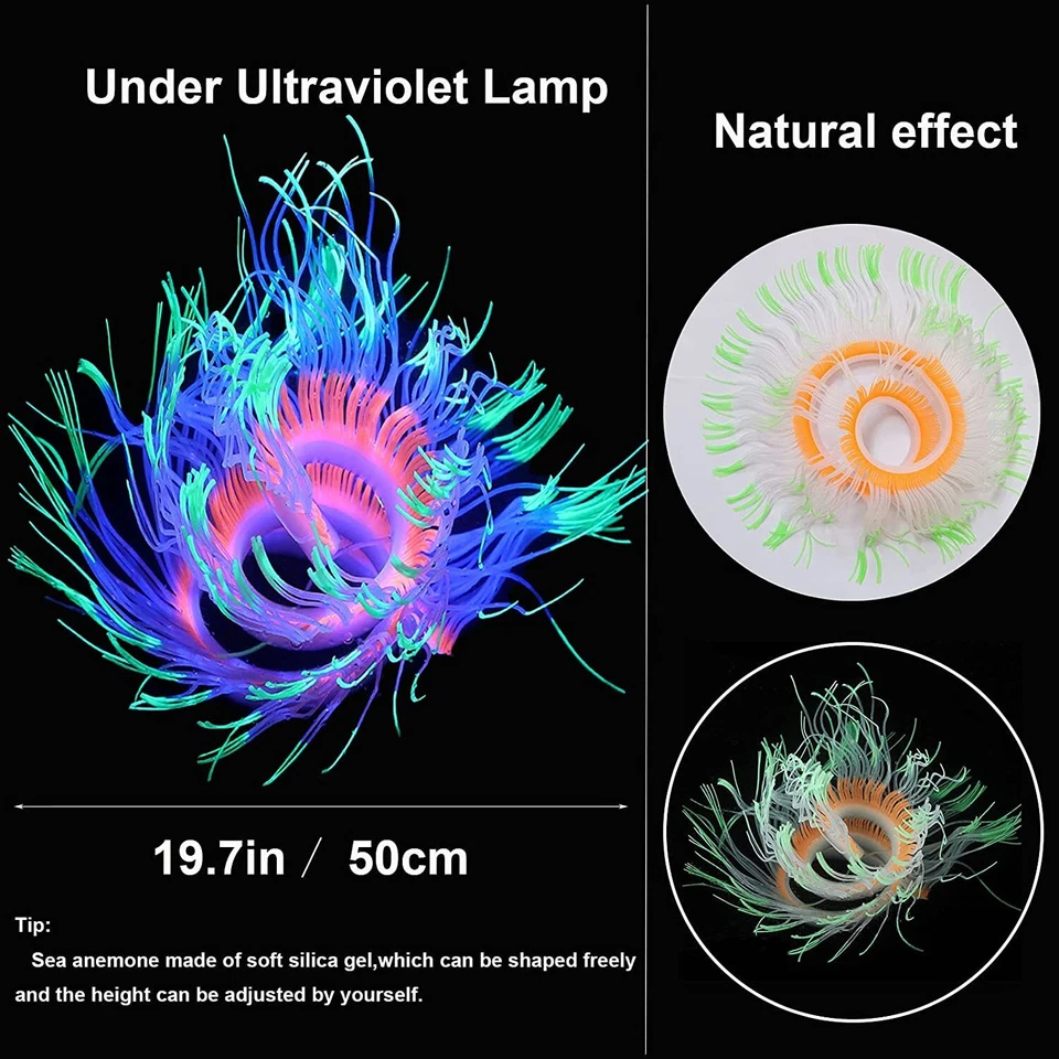 4 упаковки силиконовые светящиеся аквариумные растения декор имитация коралловое украшение для аквариума - Изображение 2 из 4
