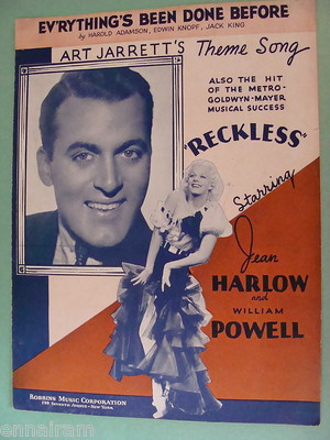Everything's Been Done Before 1935 from Reckless  Jean Harlow Art Jarrett cover