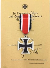 Germany 1939 Iron Cross Medal Badge 2nd Class with Ribbon - German World War II.