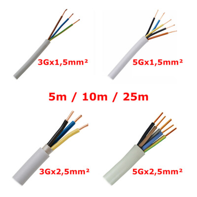 NYM-J Feuchtraumkabel Mantelleitung 3x1,5 3x2,5 5x1,5 5x2,5 Stromkabel Kabel
