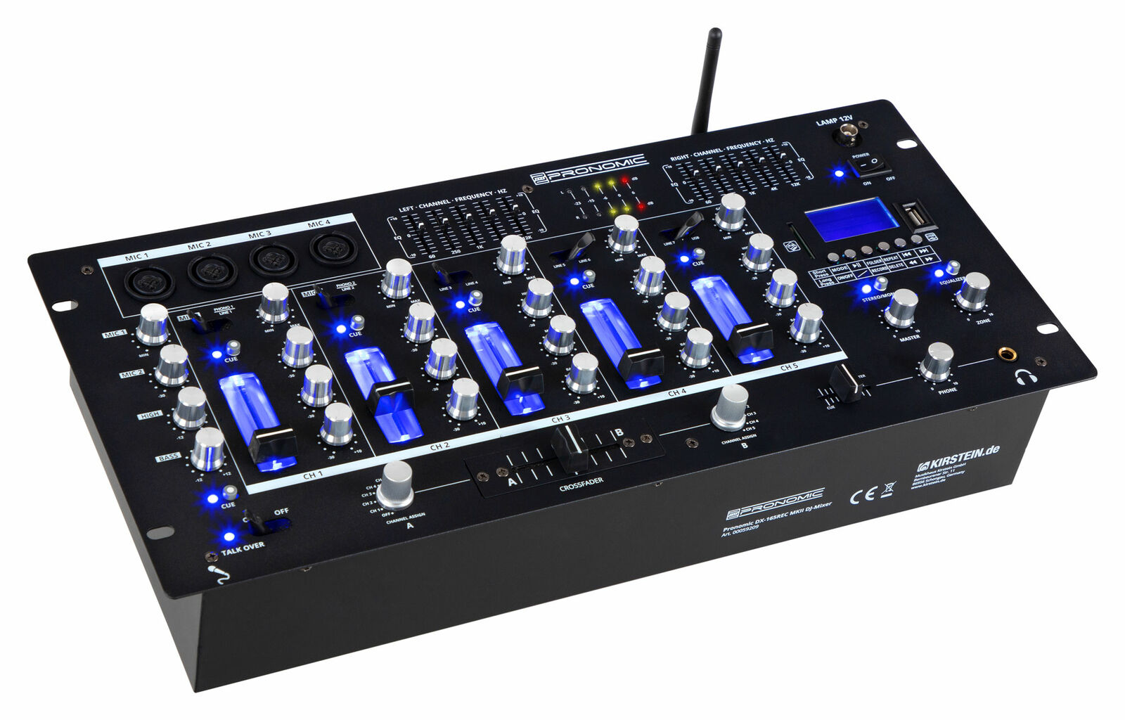 DJ PA Mixer Mischer Mischpult Bluetooth USB SD Cue Crossfader 5 Kanäle XLR Cinch