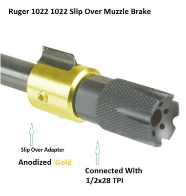 Ruger 1022 10/22 Adapter 1/2''x28 Thread With Aluminum Muzzle Brake,Crush Washer