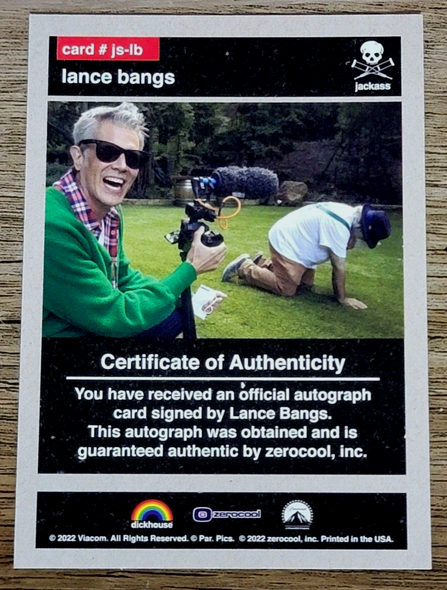 2022 Zerocool Jackass Lance Bangs Blue Parallel Autograph 21/50