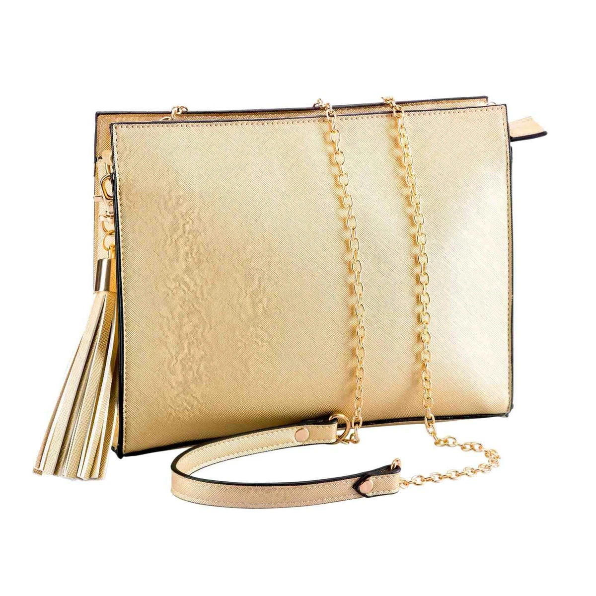 Handbag Bliss Metallic Leather Clutch Crossbody Shoulder Bag Box Shape  Envelope Flap