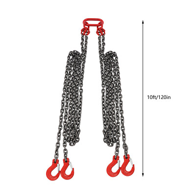 5T Chain Sling Mining Lifting Moving Link Hoisting Crane Self-locking Hook 10FT