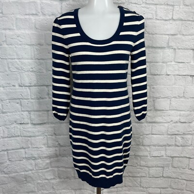 women's navy blue sweater dress Elegant Navy Blue Off-Shoulder Sweater Dress with Metal Buttons