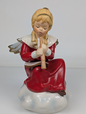 Goebel Figur 44101016 Engel mit Flöte 18 cm Porzellan Weihnachtsengel rot Wolke