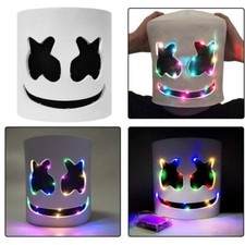 Máscara Marshmello Dj Cabeza Completa Halloween Juegos con disfraces LED Casco Máscaras Fiesta Bar Accesorios