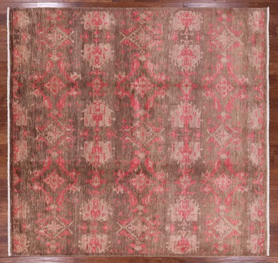 9' Square William Morris Handmade Wool Rug - P3472
