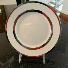B. Goldsmith for Deruta, Italy Circo Festive Stripe dinner plate 11 in.