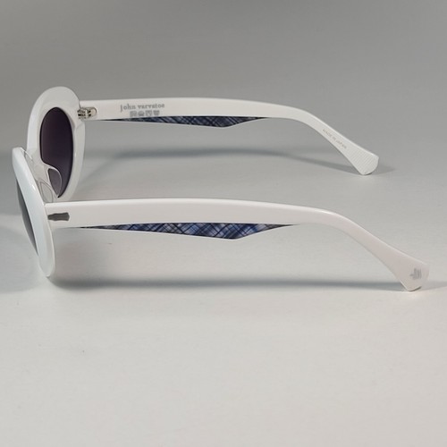 John Varvatos Men's Retro Oval Sunglasses V537 White & Gray Smoke Gradient 52mm - Picture 5 of 11