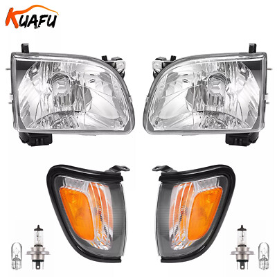 KUAFU Headlights Corner Lights w/Bulbs Left & Right Side For Toyota Tacoma 01-04