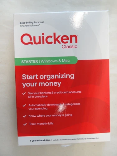 Quicken Classic Starter Personal Finance Software, 1-Year Subscription, PC/Mac