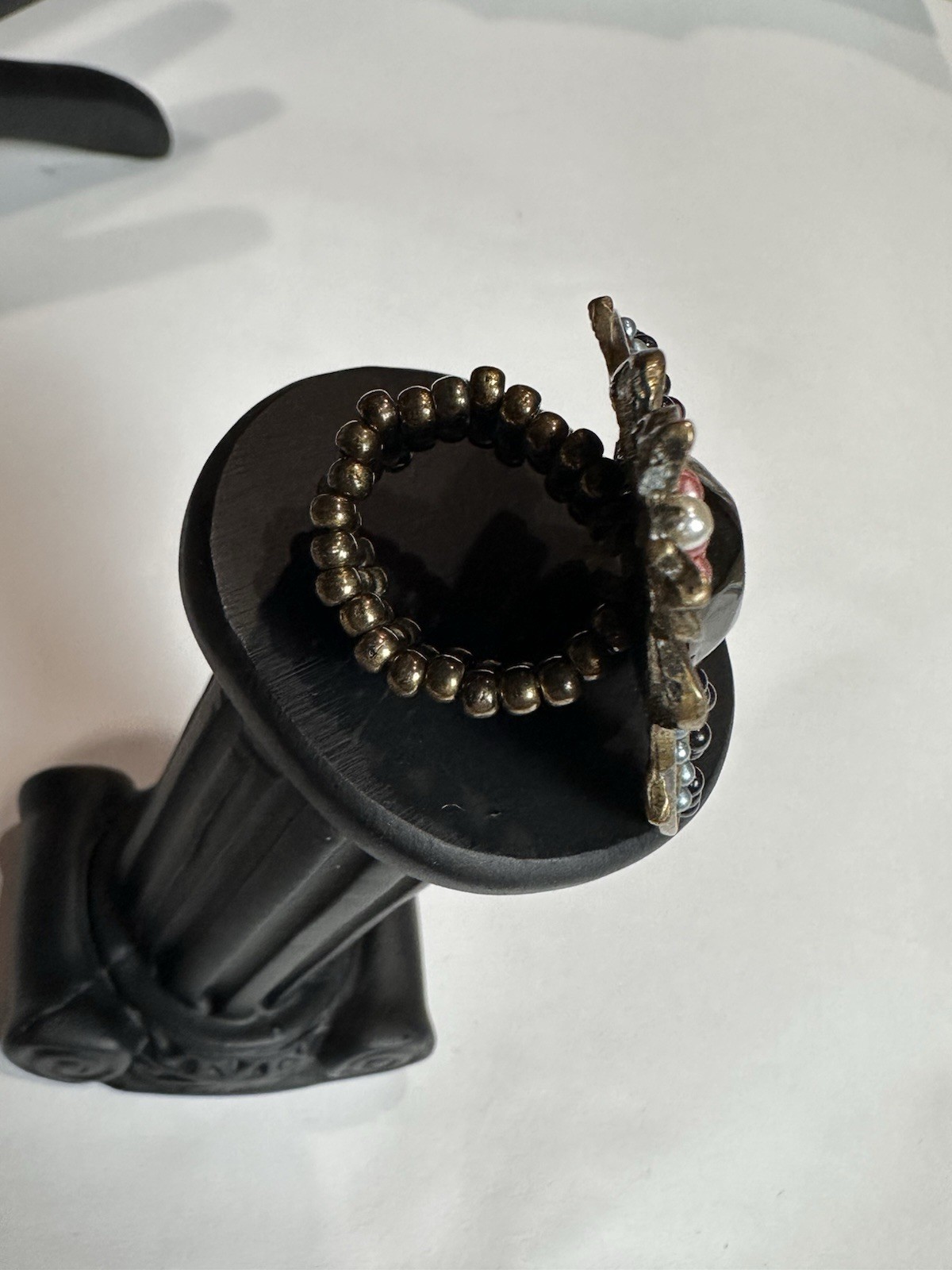 Vintage style statement ring insect Bee Moth Bead… - image 7