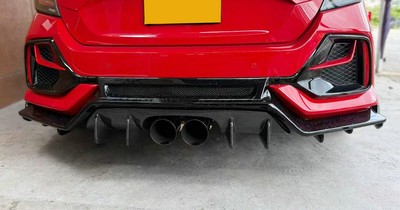 For 17 Onwards Civic Type R FK8 JS Style Carbon Fiber Rear Diffuser Rear Lip