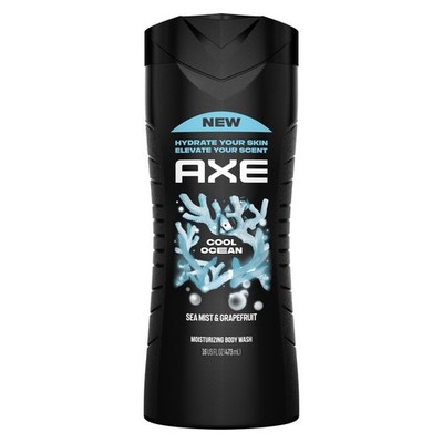 AXE Cool Ocean Men's Body Wash With Essential 16 Fl Oz (Pack of 1), Clear 