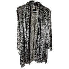 Chico's Travelers Leopard Animal Print Duster Lightweight Jacket Size 3 US 16