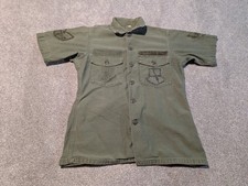 Vintage US Army Shirt Mens Medium Cotton Sateen OG-107 Green Military 70s