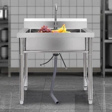 Kitchen Sink Stainless Steel Commercial 1 Compartment Utility Sink With Faucet