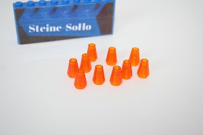 Lego (c) 10x Kegel - transparent orange - Stein - 1x1 - 4589b - orange flat