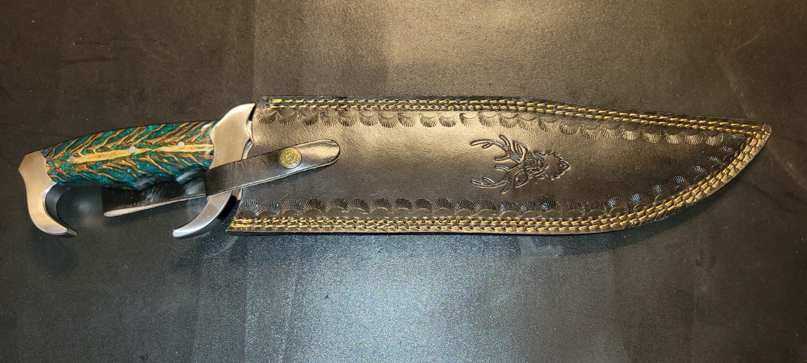 Badass Blades D2 Steel Persian Combat Knife Green Pine Cone Resin Handle- BA779