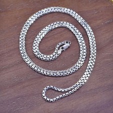 34  3mm, , vintage Sterling silver bold box chain, Italy 925 necklace