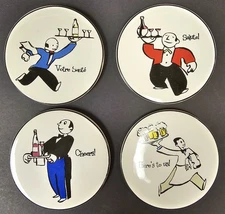 Rosanna Ceramic Coaster Set Of 4 Waiters Cheers! Salute!