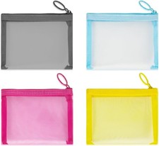 4 Pack Mini Mesh Zipper Pouches Makeup Cosmetic Travel Organizer Bags Cute