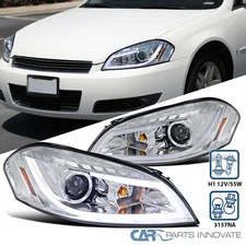 Fit 2006-2013 Chevy Impala Clear LED Strip Projector Headlights Signal Lamps L+R