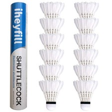 iheyfill 12 Pcs White Goose Feather Badminton Shuttlecocks   Badminton Birdie...