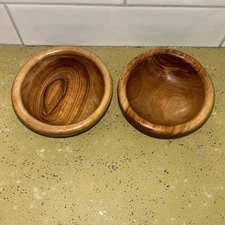 Two Trader Joe's Olive Wood Olivewood Tunisian Bowls Pinch Bowls X2 Handmade New