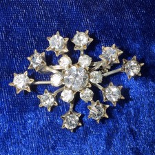Vtg Star Burst Silver Tone Rhinestone Star Shape Prong Setting Brooch AUSTRIA