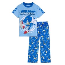 NWT Sonic The Hedgehog Boys Pajama Set Size Medium 8 Blue TShirt Pants Gaming