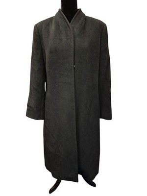 Cinzia Rocca Black Wool Cashmere Long Coat US 14 Made in Italy 