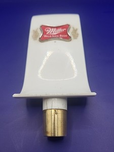 Vintage Miller High Life Beer Tap Handle White Scroll Rare 6.5" Man Cave