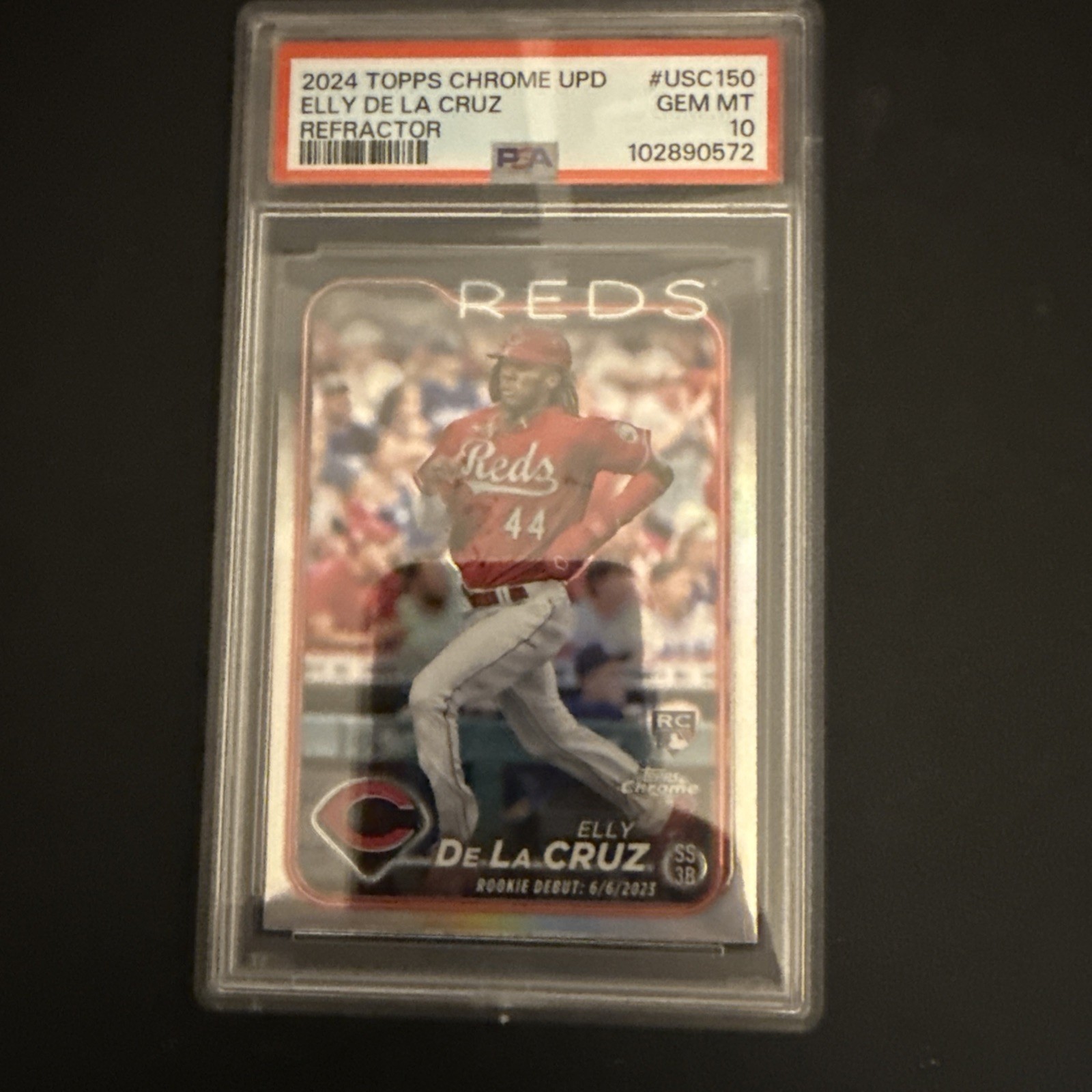 2024 Topps Chrome Update - Rookie Debut Refractor #USC150 Elly De La Cruz PSA 10 view 5