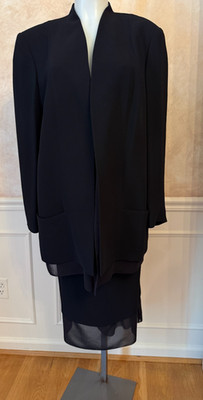 GIVENCHY Selection Women's Black Crepe Dinner Evening Suit Jacket Sklrt Size 18W
