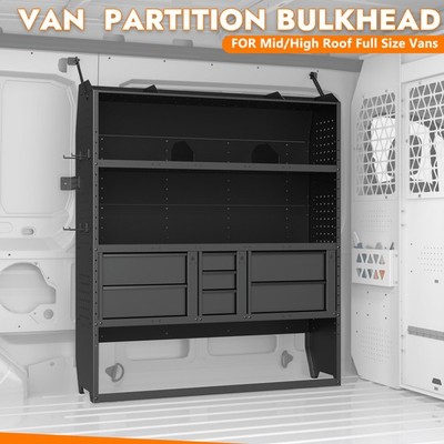 MELIPRON 52''W x60''H x 13''D Van Shelving for Ford Transit,Promaster w/drawers