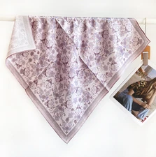 100% Mulberry Silk Square 65X65cm Scarf Shawl Pink floral Print Bandann wrap new