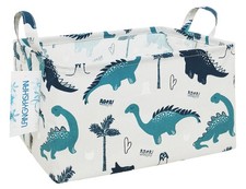 Rectangular Collapsible Storage Basket Nursery Organizer Green Dinosaur