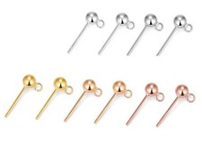 1Pair Sterling Silver Tiny Ball Stud Earrings Component 4mm FESV53