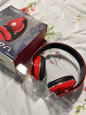 NEW+OPENED Coby Wireless Stereo Red Headphones Bluetooth Mic + Remote