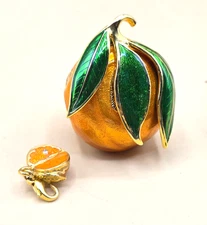 VINTAGE Edgar Berebi Limited Edition ORANGE Fruit Mini Trinket Box With Charm