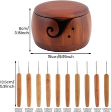 Multifunctional Wooden Yarn Bowl with Holes S...